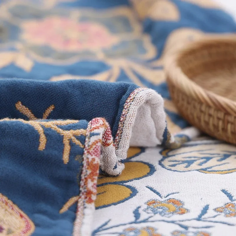 Boho throw with artistic floral pattern