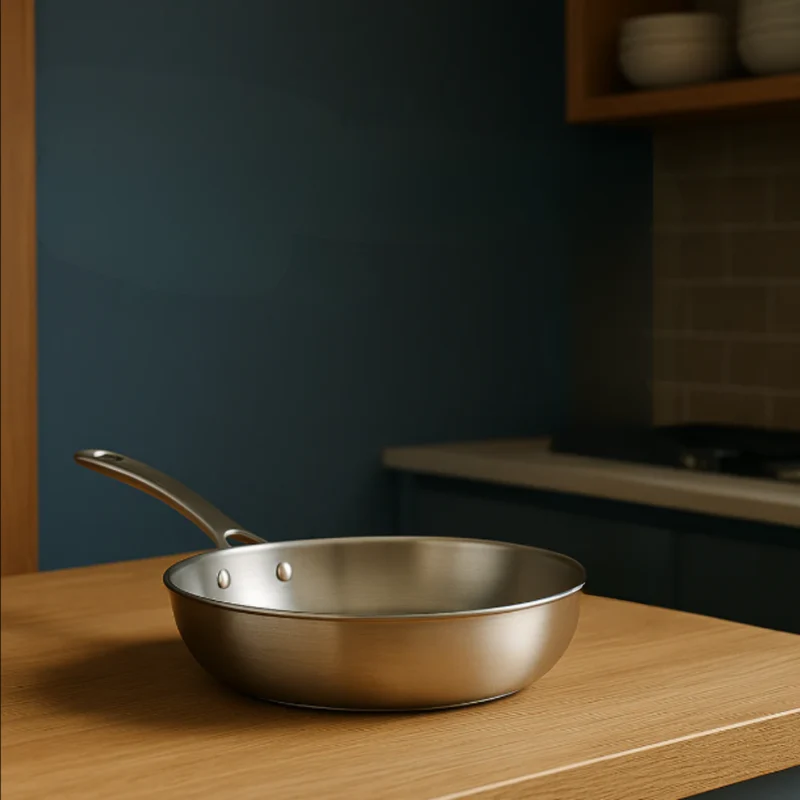 Induction Frying Pan Hammered Silver Finish Even Heating