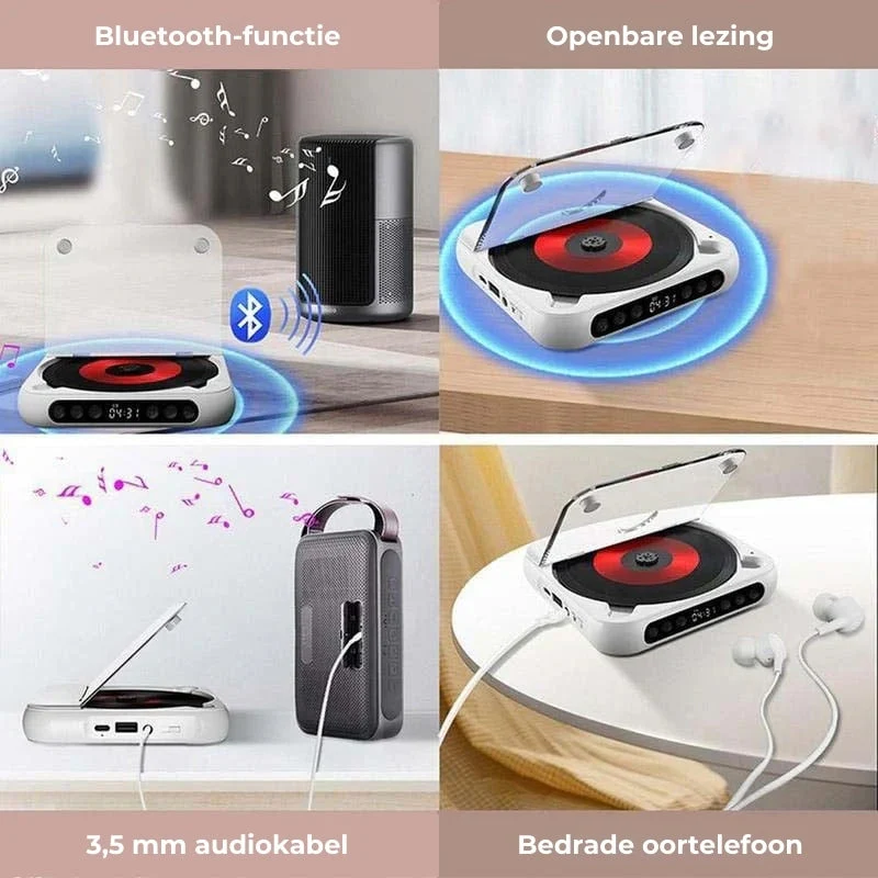 Draagbare CD Speler – Bluetooth 5.3, Oplaadbare Batterij & Compact Design