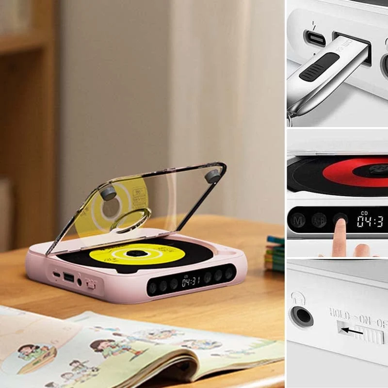 Draagbare CD Speler – Bluetooth 5.3, Oplaadbare Batterij & Compact Design