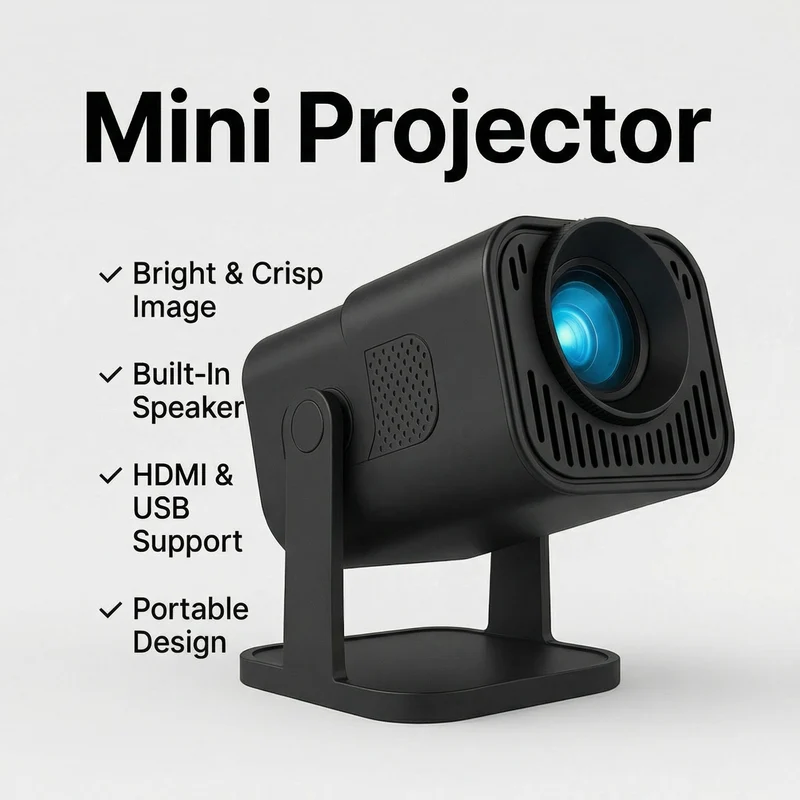 Mini Beamer – Draadloos Schermspiegelen, 1080p Ondersteuning & Ingebouwde Speaker