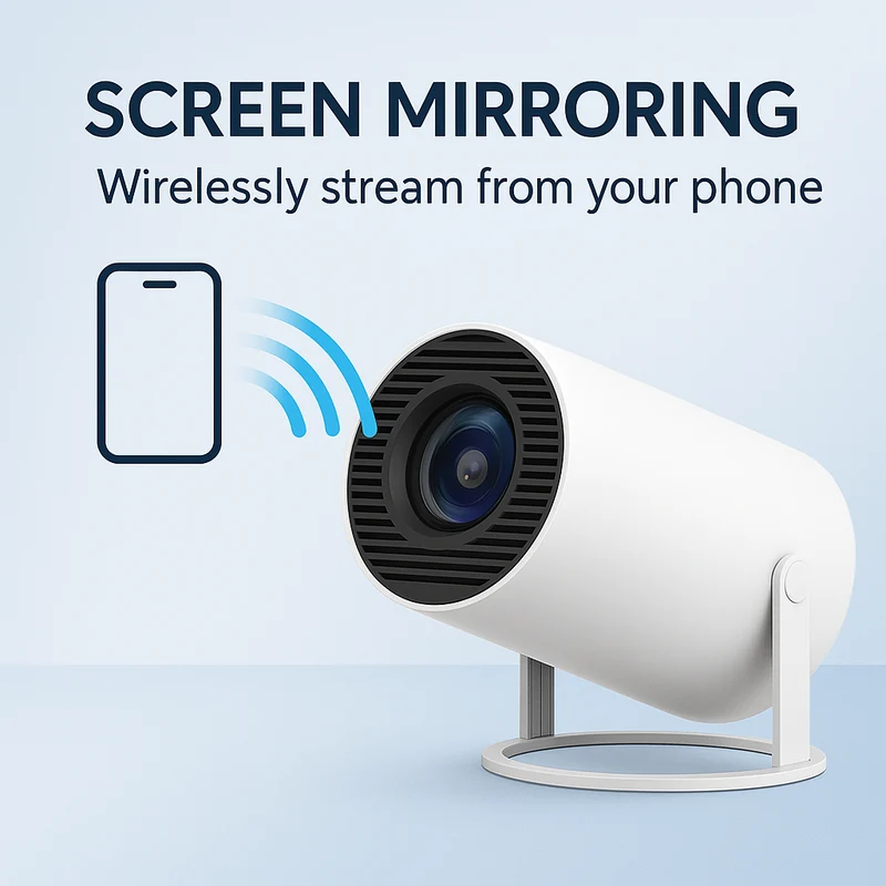 Mini Beamer – Draadloos Schermspiegelen, 1080p Ondersteuning & Ingebouwde Speaker