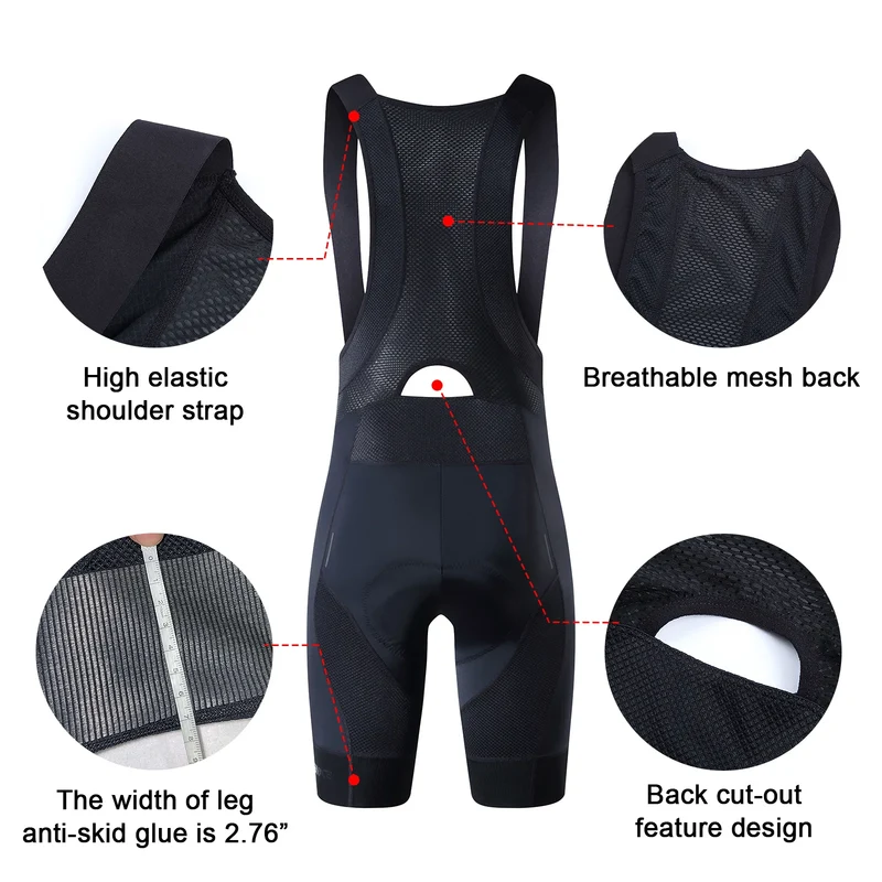 Heren Fietsbroek met Bretels – Ademend Lycra & Mesh Rugpaneel