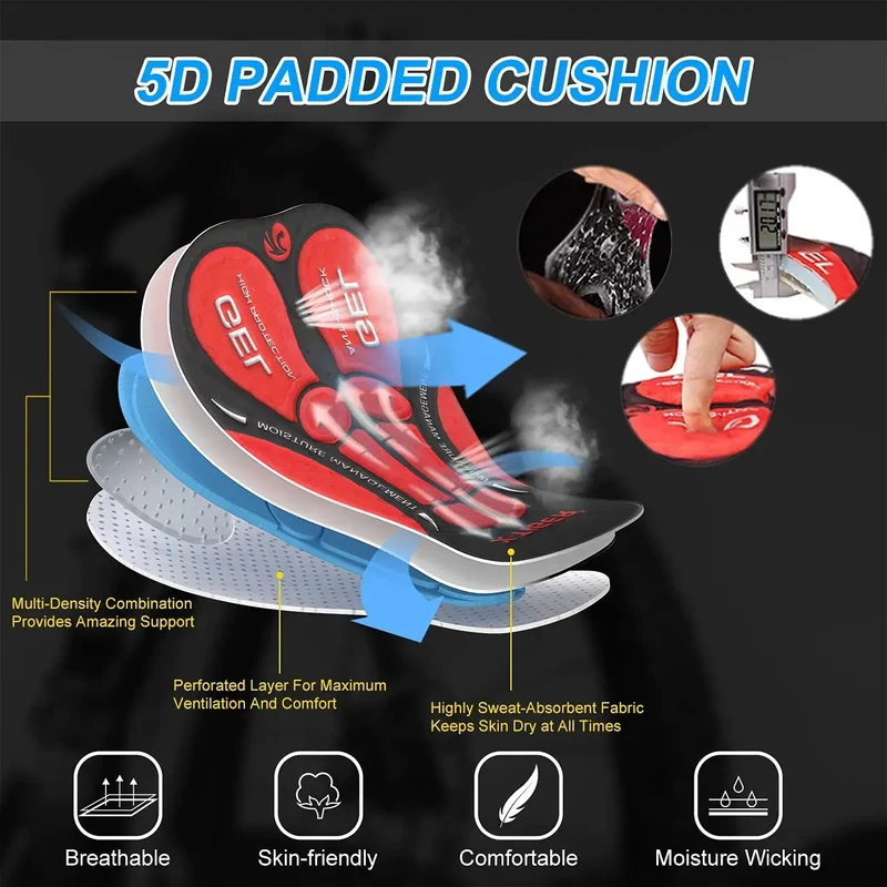 Fietsbroek Heren – 5D Gel Zitkussen & Reflecterende Details