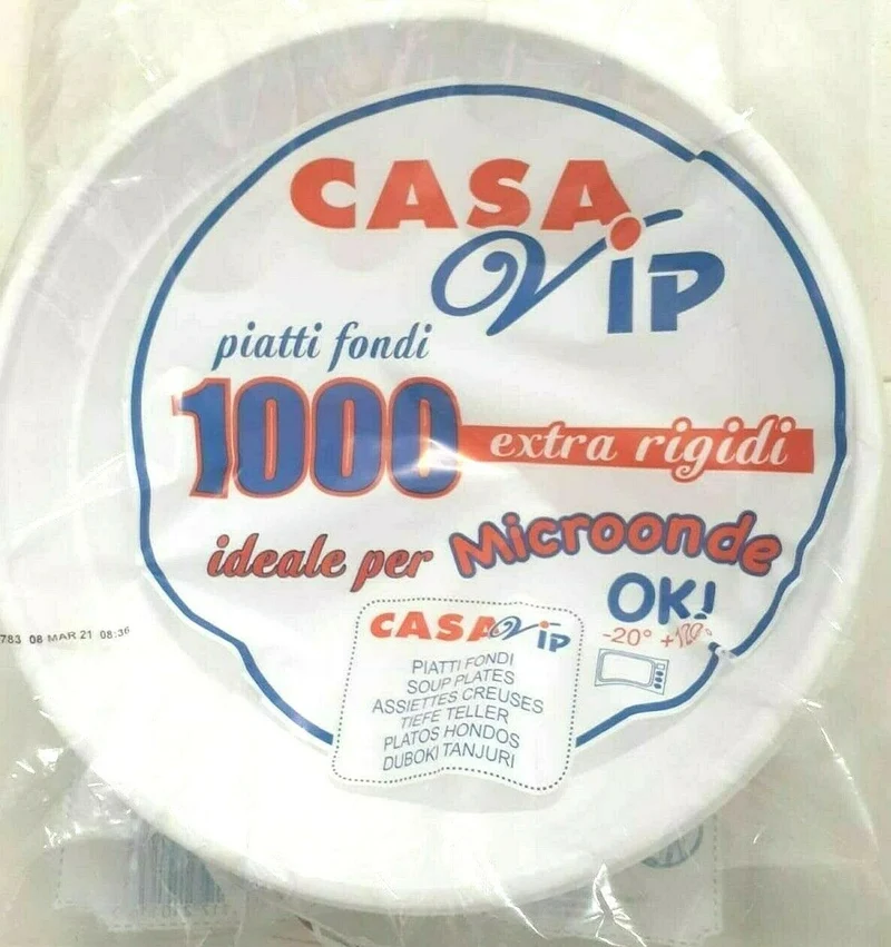 1750 PIATTI DI PLASTICA MONOUSO PIATTO FONDO 50 CONFEZIONI DA 35 CASA VIP Resist