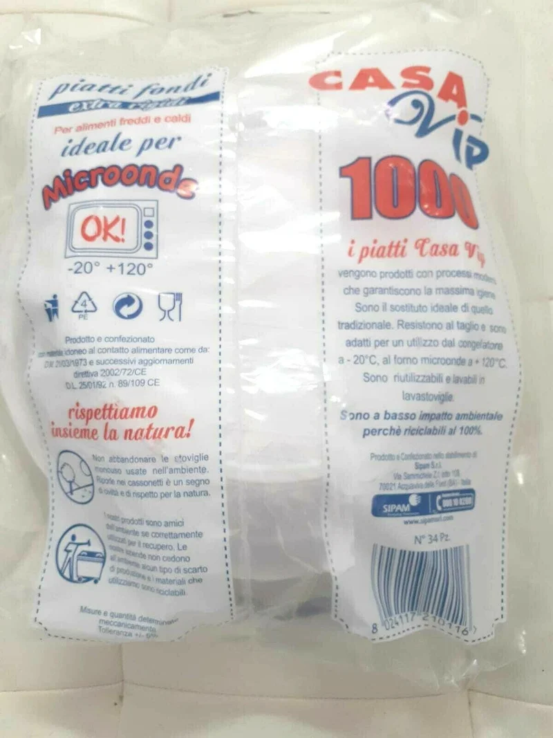 1750 PIATTI DI PLASTICA MONOUSO PIATTO FONDO 50 CONFEZIONI DA 35 CASA VIP Resist