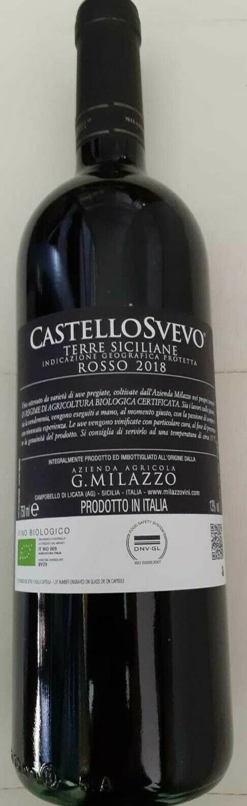 VINO MILAZZO ROSSO "CASTELLO SVEVO " I.G.T. SICILIA 750 ML