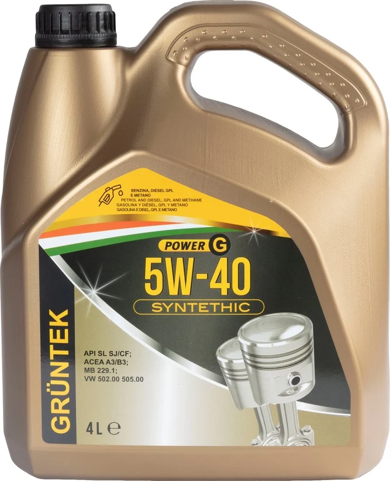 GRUNTEK Olio Lubrificante Power-G sintetico 4L 5W40 per motori Diesel Benzina