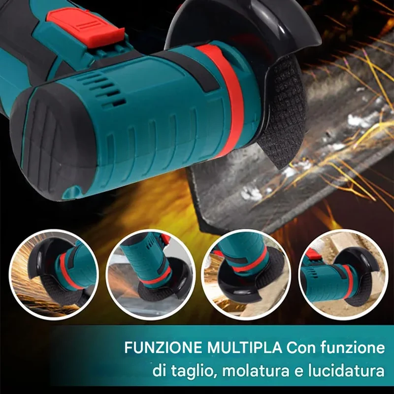 Smerigliatrice Angolare 19500 Giri/Min con Doppia Batteria e 2 Dischetti da 3"