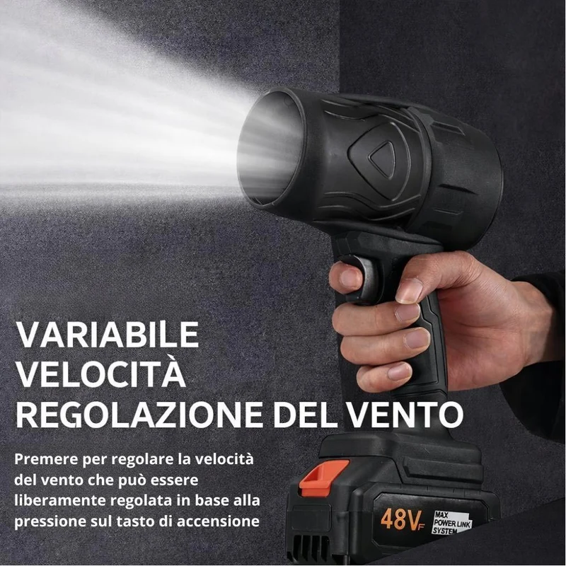 Soffiatore per Foglie Asciugatore per Auto Alta Velocità 2 Batterie e Valigetta