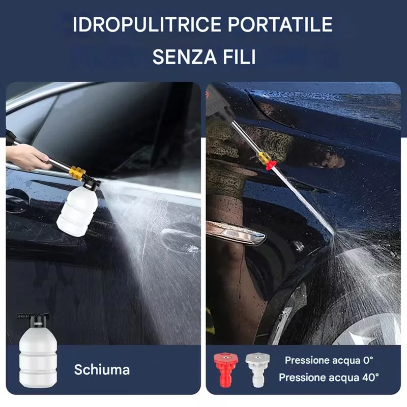 Pistola Idropulitrice con Doppia Batteria 48V e Ugelli Portatile con Accessori