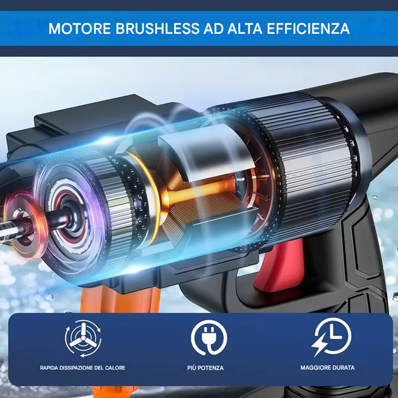 Pistola Idropulitrice con Doppia Batteria 48V e Ugelli Portatile con Accessori
