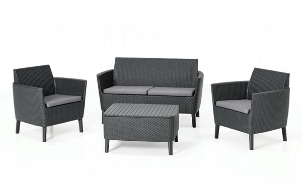 Salotto Keter Salemo Lounge Set Grafite Con Cuscini