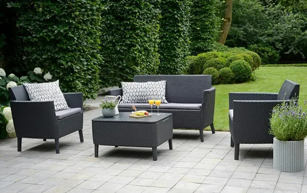 Salotto Keter Salemo Lounge Set Grafite Con Cuscini