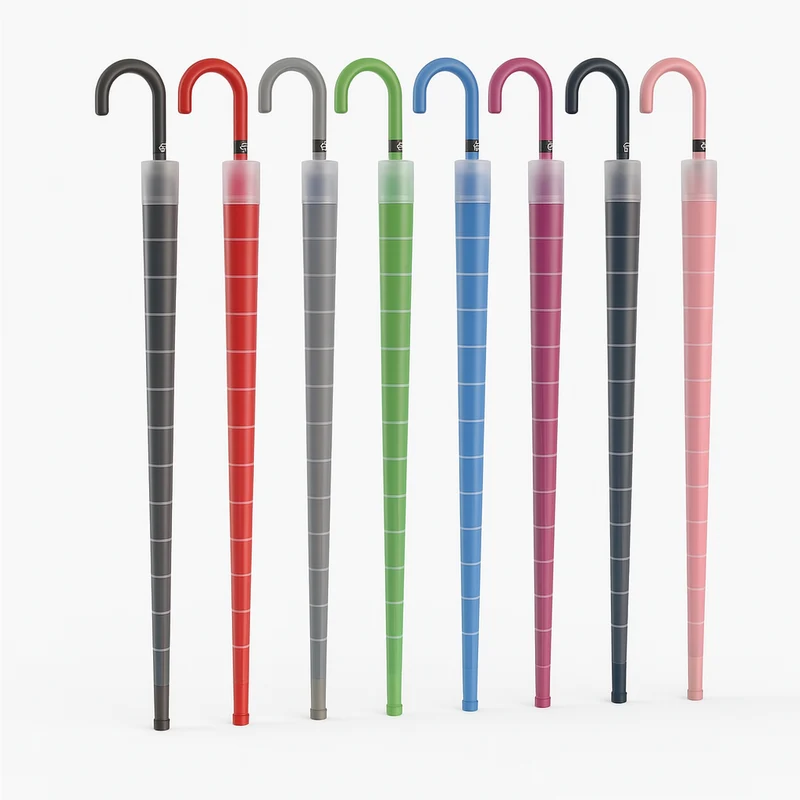Kit 4 Ombrelli Automatici con Manico Curvo Custodia Antigoccia Colori Assortiti