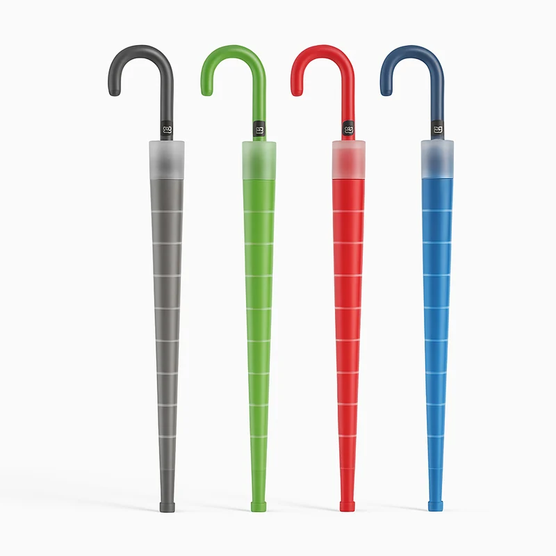 Kit 4 Ombrelli Automatici con Manico Curvo Custodia Antigoccia Colori Assortiti