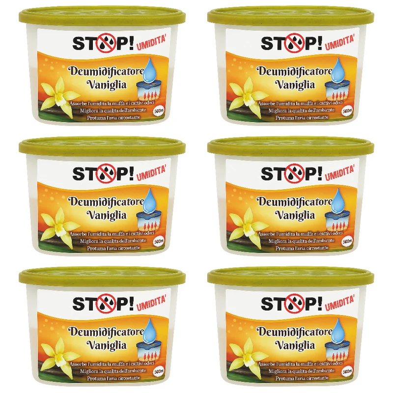 6 pz Deumidificatore Casa Portatile 500ml contro Muffa Assorbi Umidità Vaniglia