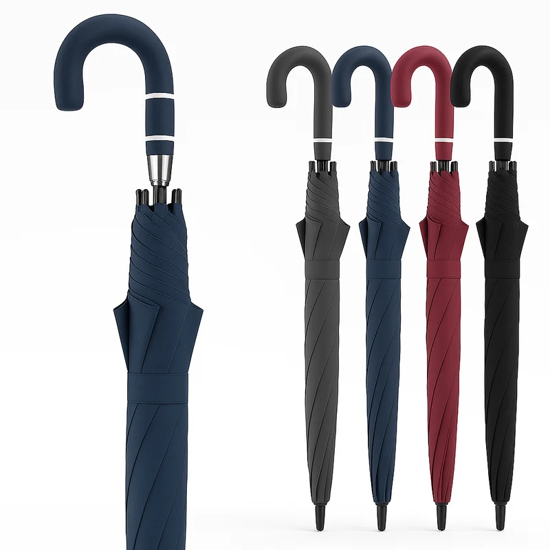 kit 3 Ombrelli Grandi Automatici Antivento 129cm Struttura in Fibra Resistente