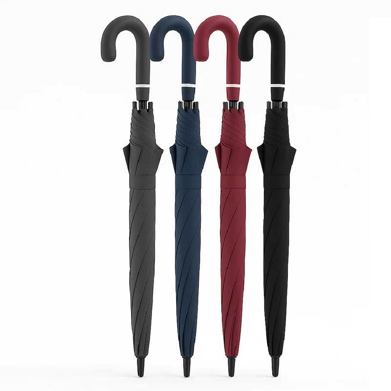 kit 3 Ombrelli Grandi Automatici Antivento 129cm Struttura in Fibra Resistente