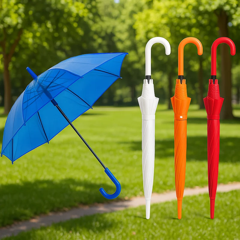 Kit 4 Ombrelli Trasparenti Automatici PVC Antivento 8 Stecche Fibra di Vetro
