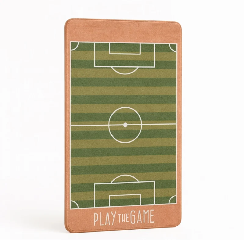 Tappeto Cameretta Bambino 80x140 Verde Morbido Campo da Calcio in Polyestere e Spugna