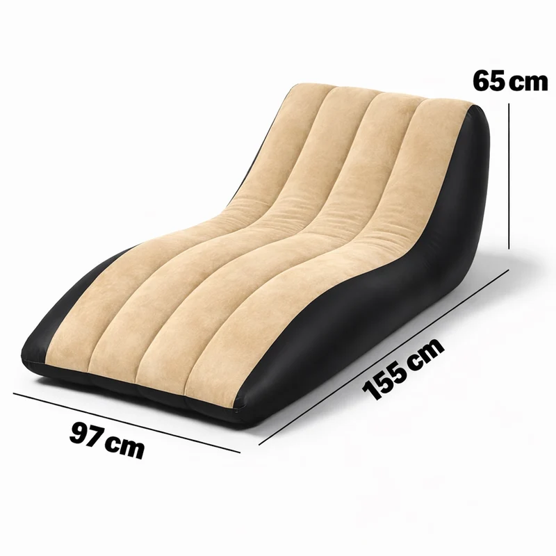 Divano Gonfiabile Lounge Grigio per Interni e Esterni Ergonomica Effetto Velluto