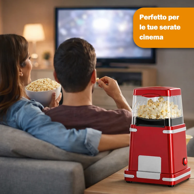 Macchina per Popcorn ad Aria Calda Potenza 1200W Salvaspazip Pronti in 3 Minuti