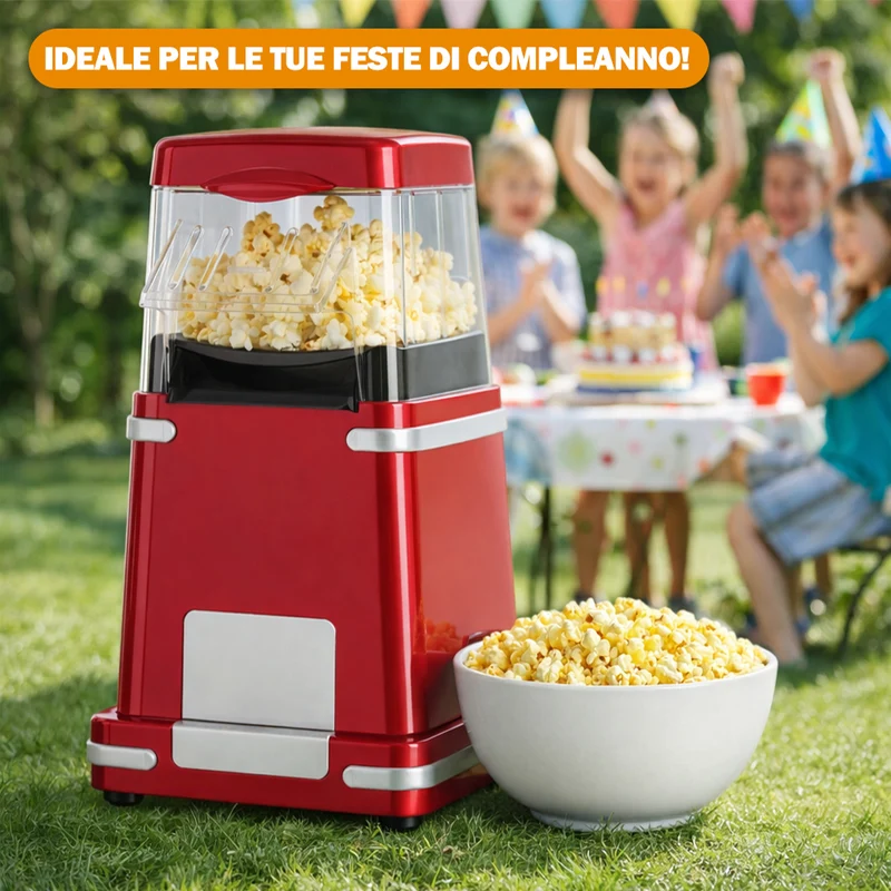 Macchina per Popcorn ad Aria Calda Potenza 1200W Salvaspazip Pronti in 3 Minuti