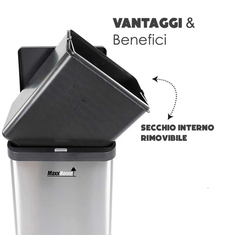 Cestino Spazzatura Con Pedali in Acciaio Inox Pattumiera per Differenziata