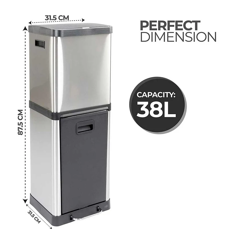 Cestino Spazzatura Con Pedali in Acciaio Inox Pattumiera per Differenziata