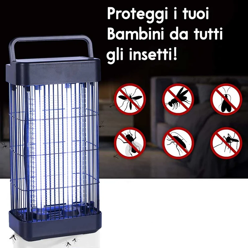 Zanzariera Elettrica Anti Zanzare Mosche 2 Lampade UV Elettroinsetticida 16W