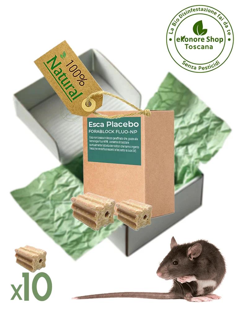 Esca Placebo per Topi Topicida Naturale FORABLOCK FLUO-NP 10 pz.
