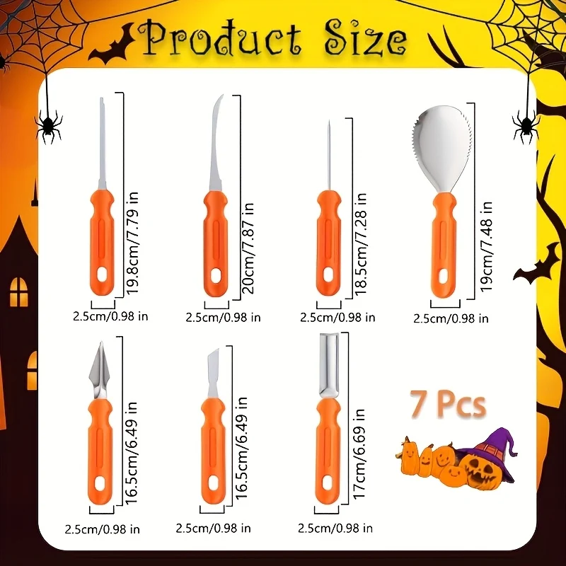 Halloween Pumpkin Carving Tool Set, 7-Piece Stainless Steel Knife Set