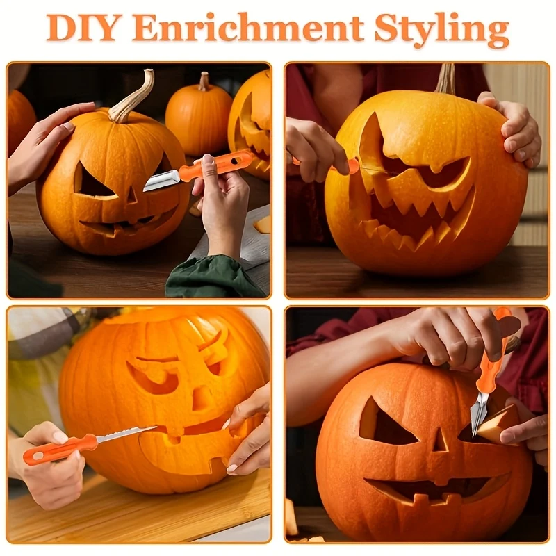 Halloween Pumpkin Carving Tool Set, 7-Piece Stainless Steel Knife Set