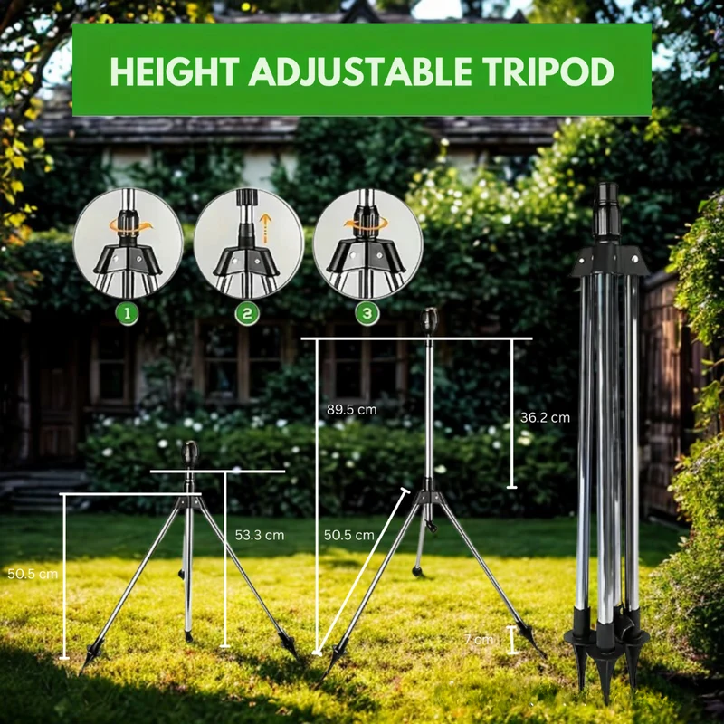 Florava Tuinsproeier – 360° Draaibaar RVS Statief voor Gazons
