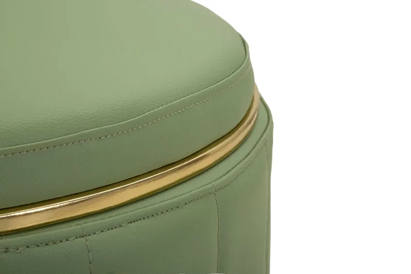 Puff con Contenitore London Verde Ø46,5x44 cm in Pino e MDF e Spugna e Metallo e PU