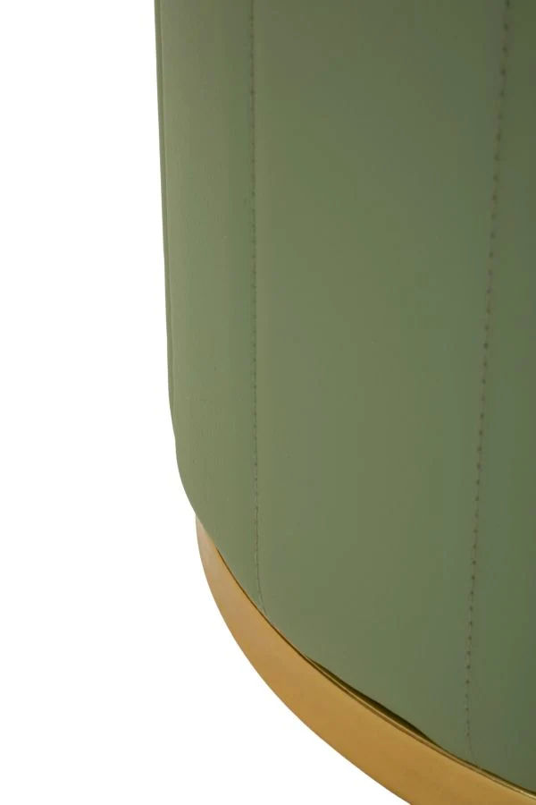 Puff con Contenitore London Verde Ø46,5x44 cm in Pino e MDF e Spugna e Metallo e PU