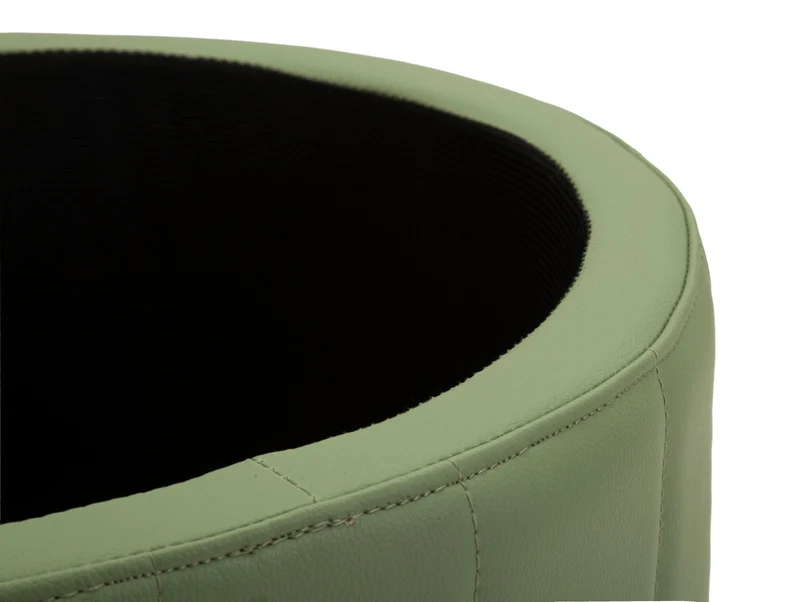 Puff con Contenitore London Verde Ø46,5x44 cm in Pino e MDF e Spugna e Metallo e PU