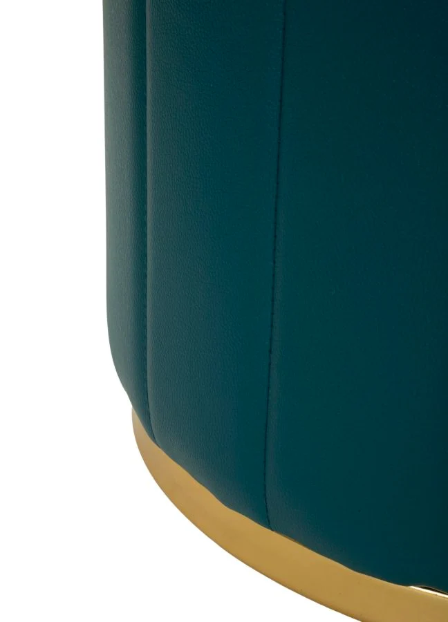 Puff con Contenitore London Ottanio Ø46,5x44 cm in Pino e MDF e Spugna e Metallo e PU