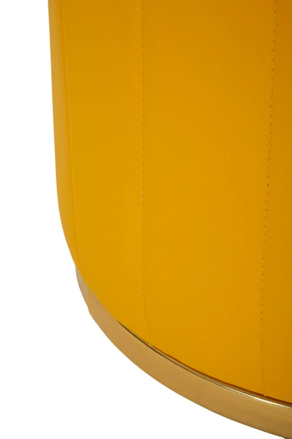 Puff con Contenitore London Senape Ø46,5x44 cm in Pino e MDF e Spugna e Metallo e PU