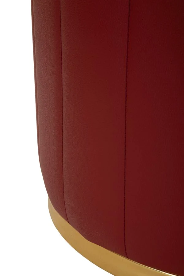 Puff con Contenitore London Rosso Ø46,5x44 cm in Pino e MDF e Spugna e Metallo e PU