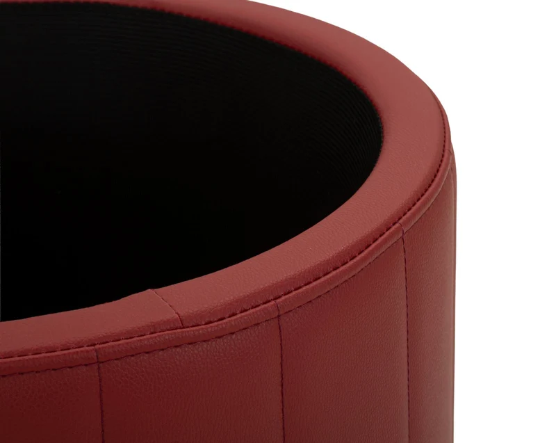 Puff con Contenitore London Rosso Ø46,5x44 cm in Pino e MDF e Spugna e Metallo e PU