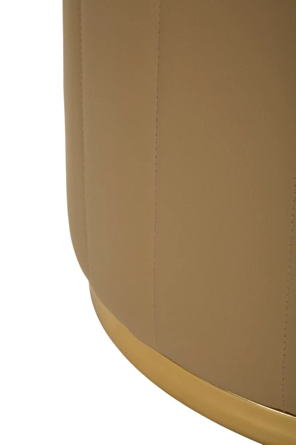 Puff con Contenitore London Marrone Ø46,5x44 cm in Pino e MDF e Spugna e Metallo e PU