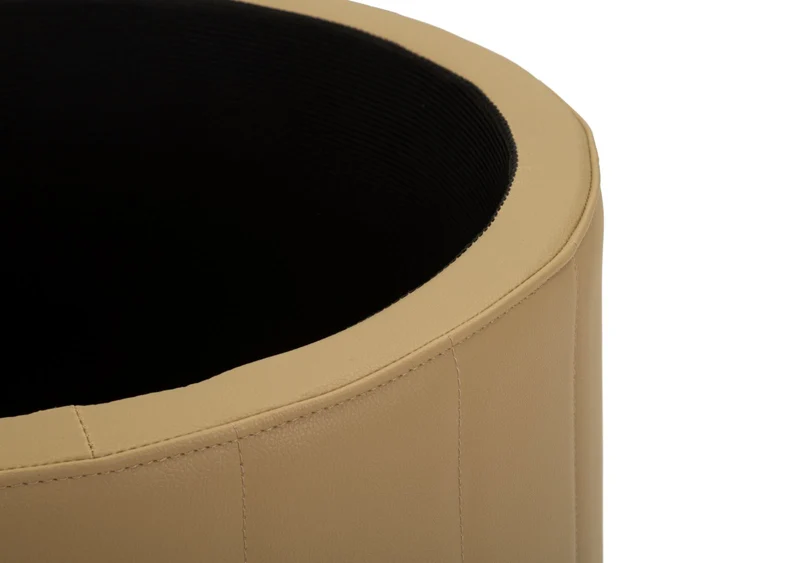 Puff con Contenitore London Marrone Ø46,5x44 cm in Pino e MDF e Spugna e Metallo e PU