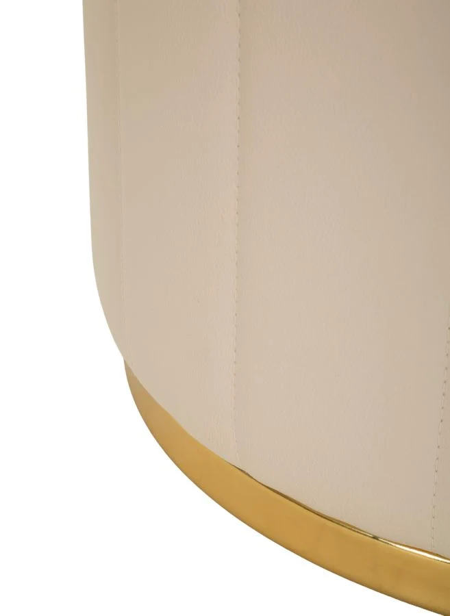 Puff con Contenitore London Crema Ø46,5x44 cm in Pino e MDF e Spugna e Metallo e PU