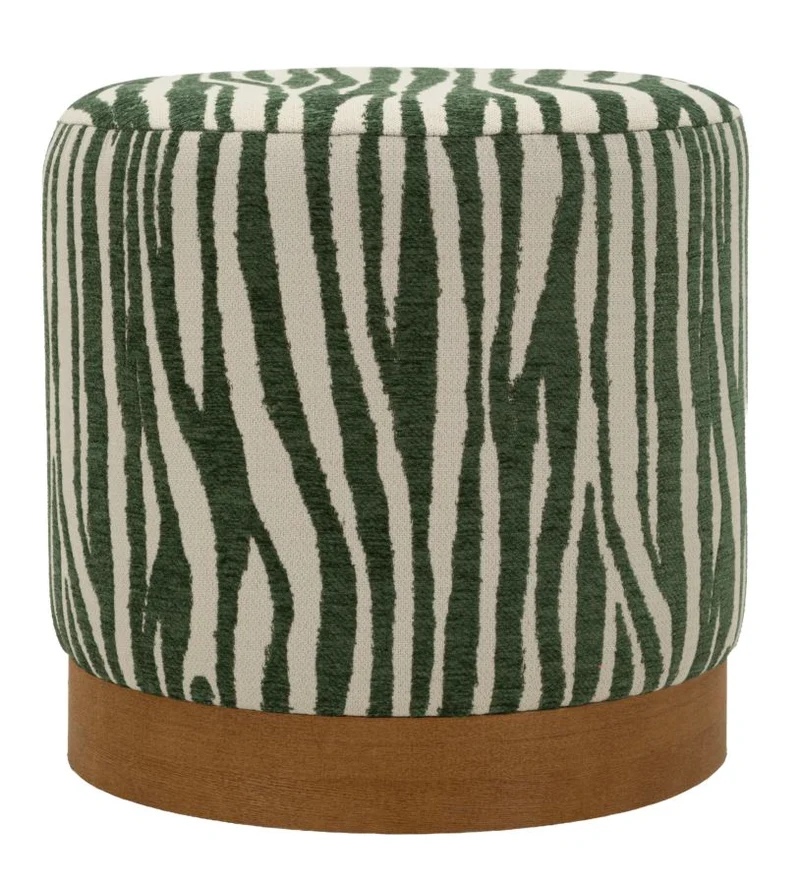 Puff Savana Verde Ø40x40 cm in Compensato e Spugna e Poliestere Verde e Marrone