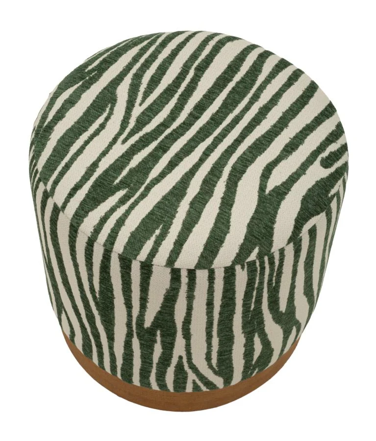 Puff Savana Verde Ø40x40 cm in Compensato e Spugna e Poliestere Verde e Marrone