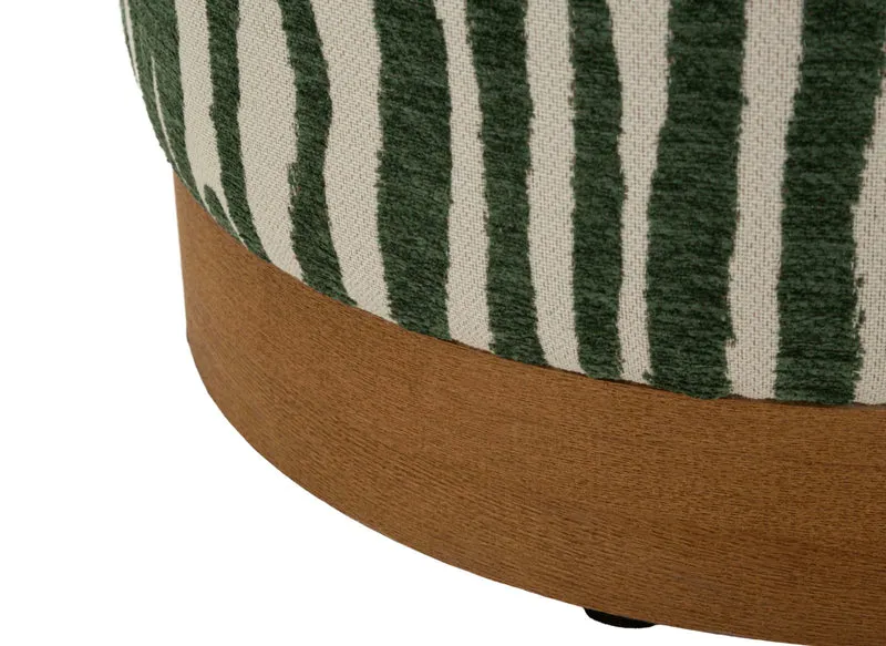 Puff Savana Verde Ø40x40 cm in Compensato e Spugna e Poliestere Verde e Marrone