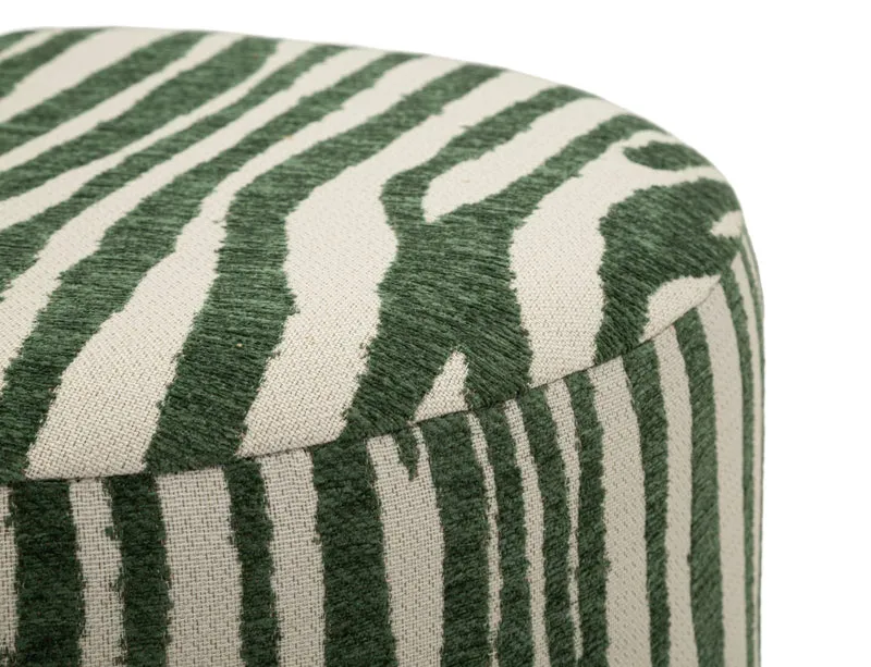 Puff Savana Verde Ø40x40 cm in Compensato e Spugna e Poliestere Verde e Marrone