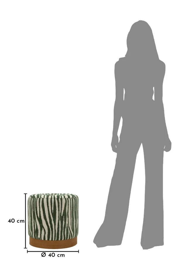 Puff Savana Verde Ø40x40 cm in Compensato e Spugna e Poliestere Verde e Marrone